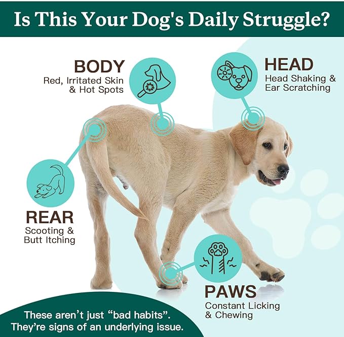 NATURE TARGET Dog Allergy Relief Freeze Dried Chews, with Probiotics, Colostrum for Immune Health, Anti Itch & Seasonal Allergies & Scratching, Omega 3 for Skin & Coat Health, Pawlicking, Hot Spots