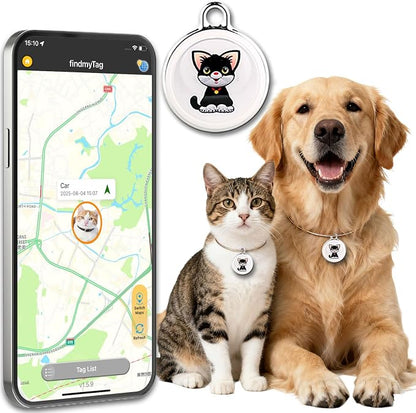 GPS Tracker for Dogs, Mini Cat Tracker, Smart Pet Tracker, Real-Time Tracking & Anti-Lost Alerts, No Monthly Fee, No SIM Card, Waterproof & Drop-Proof, 730-Day Battery Life, Works with iOS & Android