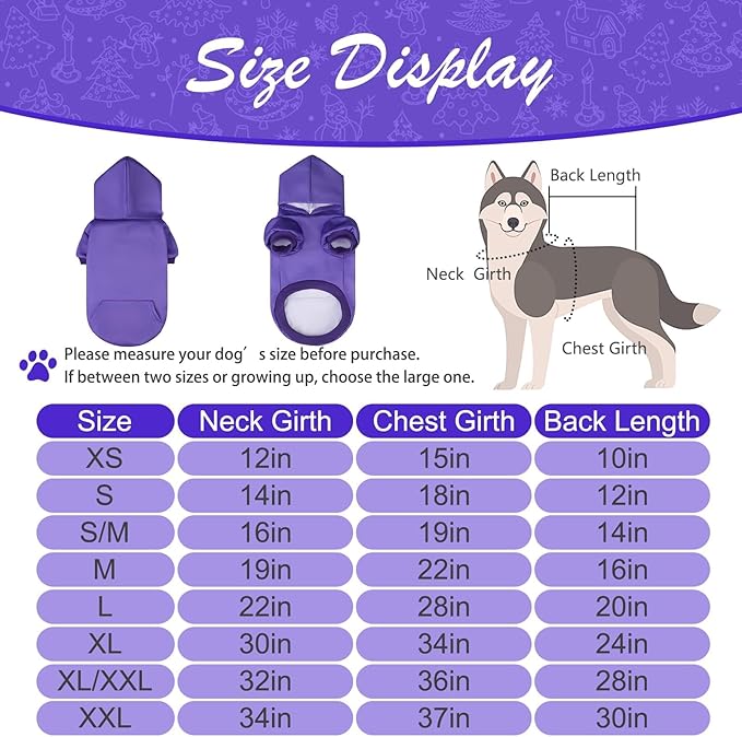 KOOLTAIL Dog Hoodie for Large Medium Small Dogs,Soft and Warm Pet Sweater with Leash Hole and Pocket Boy Girl,Puppy Fall Winter Jacket Clothes,French Pitbull Cold Weather Coat Sweatshirt,Purple M