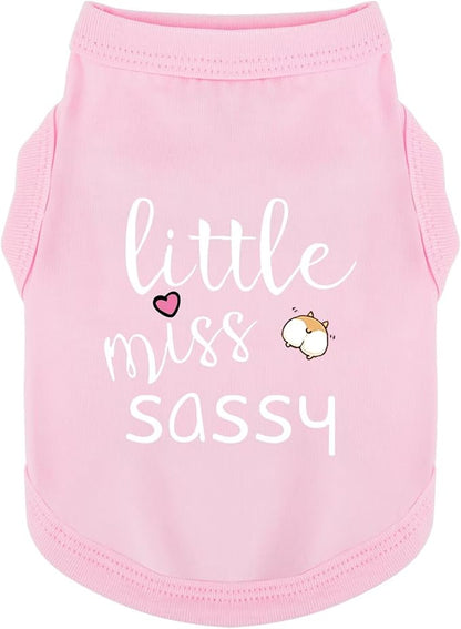 Paiaite Dog Clothes Fashionable Sleeveless Pet Vest: 'Little Miss Sassy' Printed Cotton Dog Shirt, Ideal for Small, Medium, and Large Breeds, Ensuring Comfort and Breathability Pink 4XL