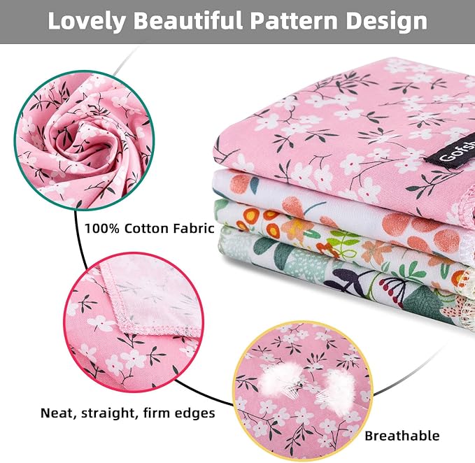 XLarge Summer Spring Dog Bandanas-4PCS Pink Green Orange Floral Printing Dog Scarf Bib Kerchief Breed for Large Girl Dogs Pets Gift