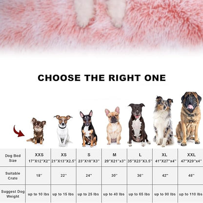 Bedfolks Waterproof Dog Crate Bed, Plush With Removable Washable Cover, Faux Fur Pad for Small Dogs and Cats, Fluffy Kennel 21"x13", Pink