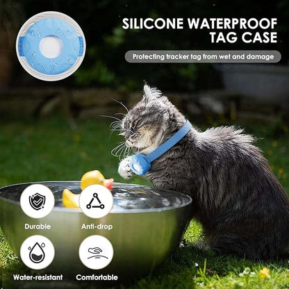 Cat Tracker, Lightweight Pet Tracker for Cats, Waterproof GPS Tracker for Cats Compatible with Apple Find My App(Only iOS), Real-Time Tracking, Precise Positioning, No Monthly Fee, Blue