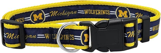 Pets First Collegiate PET Collar OLD VERSION Michigan Wolverines Dog Collar, Size Medium. Best Sports Team Collar for Dogs & Cats. A Shiny & Colorful Dog & Cat Collar Licensed by The NCAA
