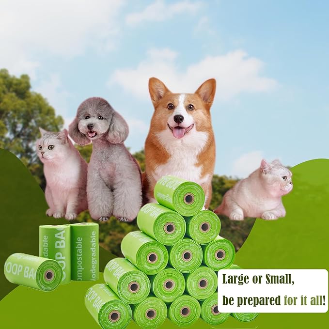 GWT Dog Poop Bags Biodegradable 100% Certified Home Compostable 120 Counts 9"x13" Pet Waste Bags- ASTM D6400 & EN 13432 Compliant -Plant Based Poop Bags for Pet Cat Dog Doggie (8 Rolls)