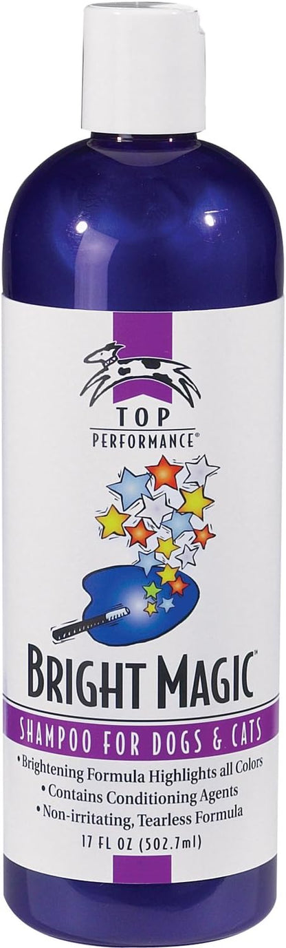 Top Performance Bright Magic Dog Shampoo and Cat Shampoo – Safe Formula for Bathing Puppies and Kittens in 17 Oz. Bottle
