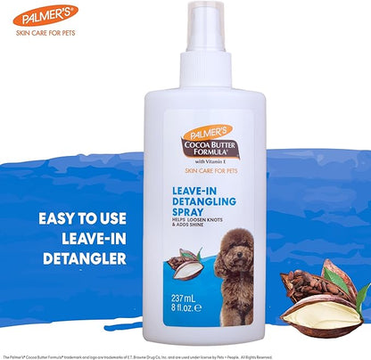 Palmer's for Pets Detangling & Conditioning Spray with Cocoa Butter 8 Fl Oz; Leave-in Dog Conditioner with Vitamin E and Cocoa Butter, De-Matting Spray for Dogs