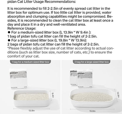 pidan Tofu Cat Litter Clumping,Flushable,Ultra Absorbent and Fast Drying, 100% Natural Ingredients Litter,Solubility in Water,Really Dust-Free,Less Scattering (5.3lb×2bags)