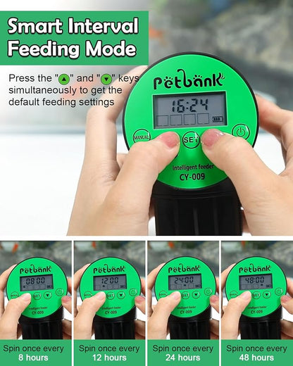 Automatic Fish Feeder for Aquariums - Rechargeable Auto Fish Food Dispenser Timer Feeder with USB Charger Cable，LCD Screen, Customized Schedule