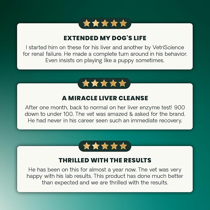 VetriScience Liver Health Chews with Milk Thistle, Vetri Liver Detox Supplement for Dogs, Turmeric and Artichoke Leaf for Liver Support and Detoxification, Chicken, 60 Count