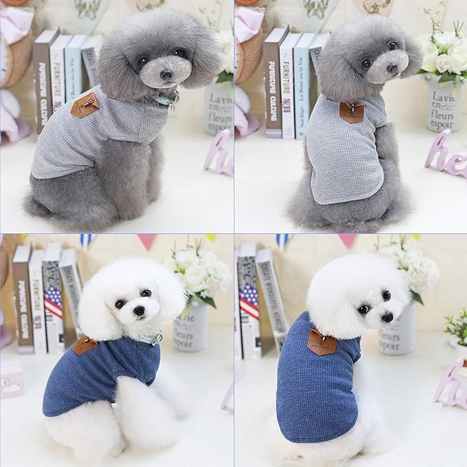 YAODHAOD 100% Cotton Summer Lightweight Pet T-Shirts - Soft Breathable Stretchy Dogs & Cats Tee Shirt - Minimalist Sleeveless Vest Dog Apparel (2pack) - Medium & Small Dog Clothes (S)
