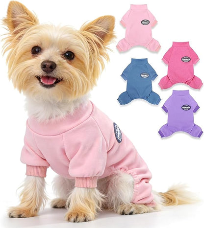 Chihuahua Clothes Dog Pajamas Dog Sweater for Small Dogs Girl Boy Winter Warm Soft Puppy Pjs Stretchy Jumpsuit Doggie Pet Clothes Outfits XXS~L (Pink, Small)