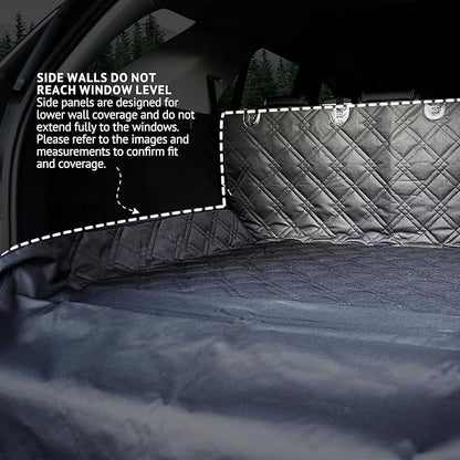 Bulldogology SUV Cargo Liner for Dogs 55"x106" Heavy Duty Pet Trunk Cargo Cover - Dog Car Seat Cover Waterproof Nonslip - Dog Hair, Muddy Paws, Scratches Cover Protector for Cars Vans (X-Large, Black)