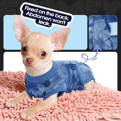 FUAMEY Recovery Suit for Dogs After Surgery,Soft Breathable Dog Bodysuit E-Collar & Cone Alternative Surgical Suit,Male Female Dog Neuter Spay Suits Anti Licking Wounds Onesie Blue Tie Dye L