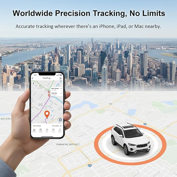Car GPS Tracking Devices for Vehicles Work with Find My (iOS Only) Magnetic | Mini Hidden Anti Theft Real Time Car Locator No Subscription Global Network Finder Waterproof for Motorcycle Bike Trucks Pets