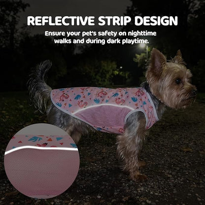 UPF 50+ Sun Protection Dog T-Shirt, 2 Pack Lightweight Sleeveless Dog Vest for Small Medium Dogs Girl – Reflective Strips, Quick-Dry Pet Apparel, Sports Fan Shirt P23ST00510XL