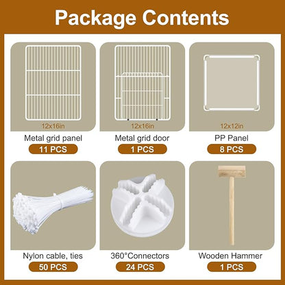 VISCOO 20 Panels Small Animal Playpen, Pet Playpen, C&C Cage for Guinea Pigs, Rabbit/Bunny Cage, Puppy Play Pen, Indoor Outdoor Portable Metal Wire Yard Fence(White)