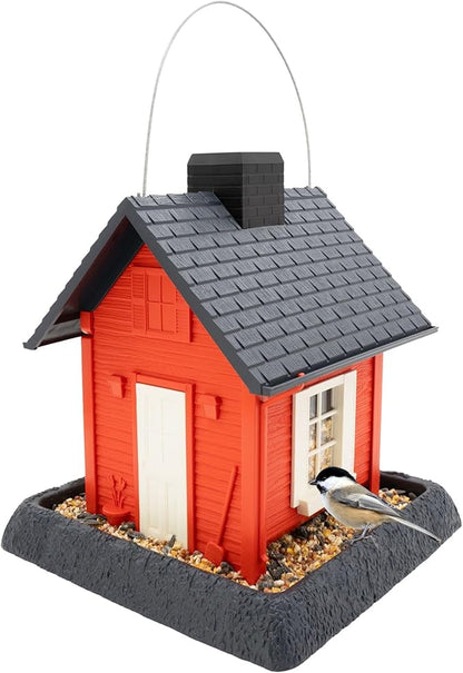 North States Village Collection - Fiesta Red Cottage Bird Feeder: Hanging Bird Feeder for Outdoors, Holds 5 Pounds of Seed