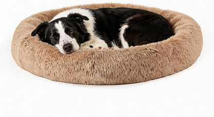 NEWBULIG 37.4x37.4 Inch Dog Bed Large Sized Dog, Donut Shape Cat Beds for Indoor Cats with Washable, Anti-Slip, Faux Fur