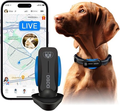 DBDD AI GPS Tracker for Dogs (30lbs+), Real Time Location and AI Health Assistant, Electronic Fence, Waterproof, iOS and Android Universal (D5-Black)