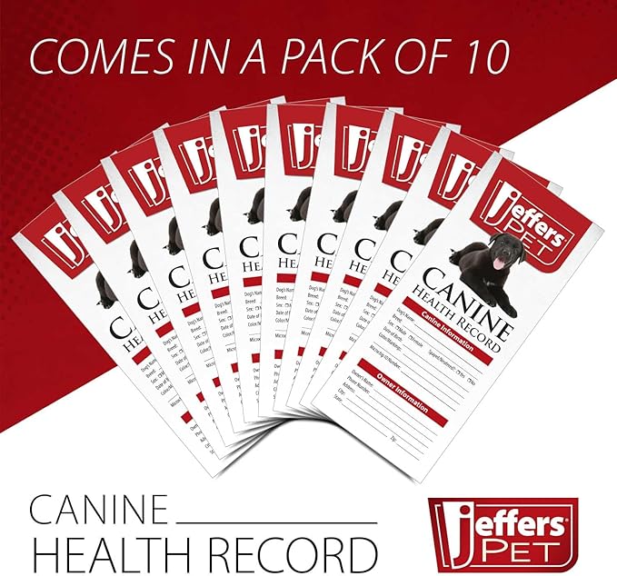 Jeffers Canine Health Records, 10 Pack - Health Tracker & Monitor Logbook for Vaccinations, Treatment and Wellness, Includes Owner Info, Veterinary Record Keeper, Dog Care Organizer