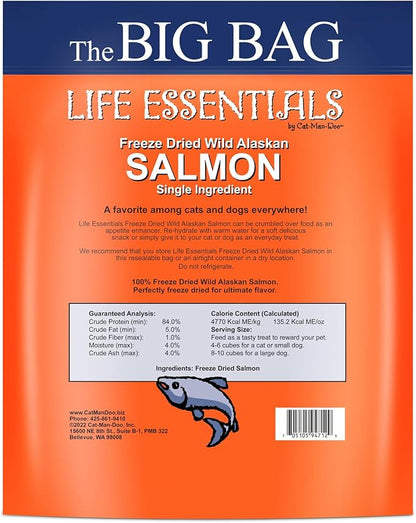 Life Essentials by Cat-Man-Doo Freeze Dried Salmon Cat & Dog Treats, Wild Caught Single Ingredient, Healthy Dog & Cat Treats, 16 oz