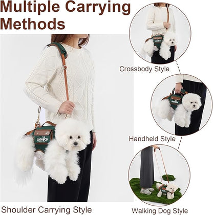 Wakytu Dog Lift Harness Dog Carrier Dog VES Harness Adjustable Dog Leash with Small Puppy Treat Bag（Green,L）
