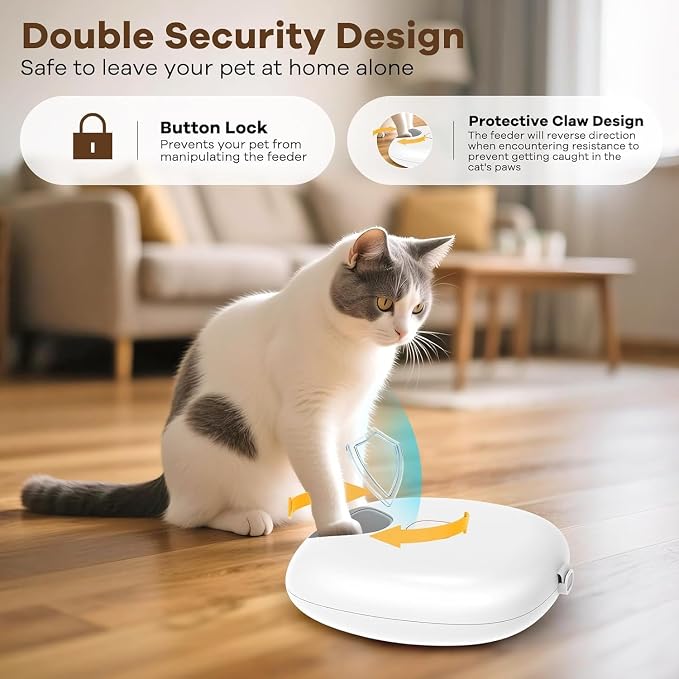Automatic Cat Feeder Wireless, Sharper Image Auto Cat Food Dispenser for Dry Food with 4 Ice Packs, Rechargeable Auto Feeder for Cats and Dogs with Programmable Timer Low Battery Indicator, White | Rechargeable, 6 meals, 4 ice packs, 14.5x13.6x5in, for...