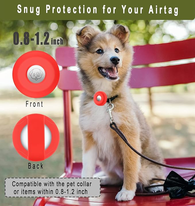 for Airtag Holder for Dog Collar, Cibaabo Silicone Air Tag Case Cover | for 0.8-1.2inch Pet Collar | doesn't dangle | Compact | Easy Installation | Compatible with Apple Airtags