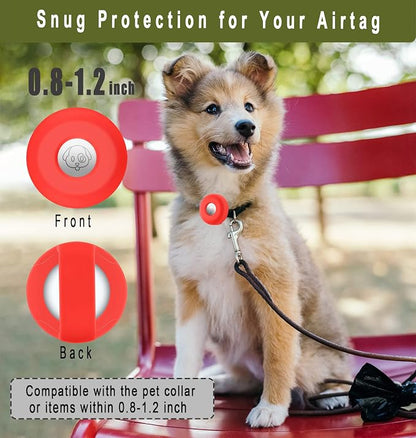 for Airtag Holder for Dog Collar, Cibaabo Silicone Air Tag Case Cover | for 0.8-1.2inch Pet Collar | doesn't dangle | Compact | Easy Installation | Compatible with Apple Airtags