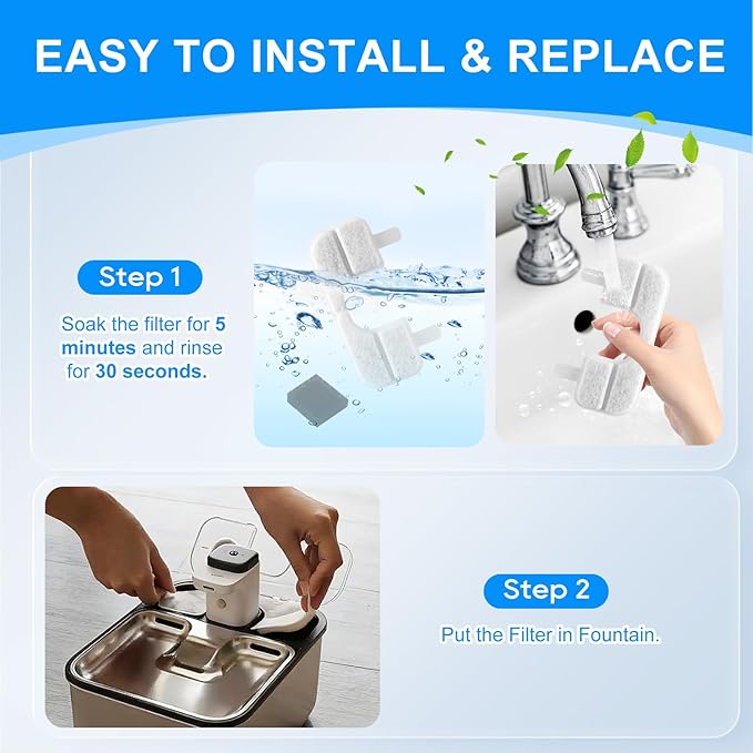 12+12 Pack Pet Water Fountain Filter Compatible with Qinliy 3.5L Cat Water Fountain with Filter, Cat Water Filter Fountain with Replacement Filters & Pump Pre-Filter Sponges