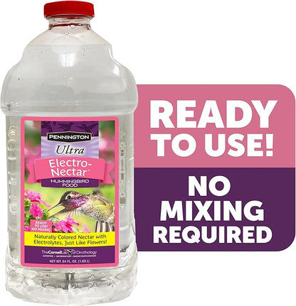 Pennington Electro-Nectar Hummingbird Nectar Ready to Use, Naturally Colored with Electrolytes, 64-oz Bottle