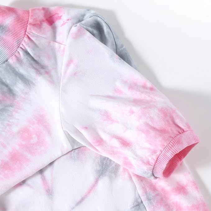 Dog Cotton Pink Tie Dye T-Shirts Soft and Stretchy Breathable Pet Shirt Pajamas Pets Clothes for Large Dogs,XL Pink Tiedye