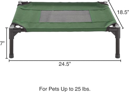 Elevated Dog Bed – 24.5x18.5 Portable Bed For Pets With Non-Slip Feet – Indoor/Outdoor Dog Cot Or Puppy Bed For Pets Up To 25lbs By Petmaker (Green)