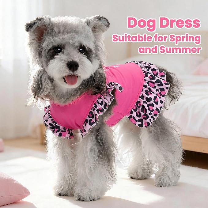 XPUDAC 4 Pack Cute Dog Dress for Small Dog, Floral Pet Clothes Sweet Girl Puppy Dress Colorful for Birthday Holiday Spring Summer Pet Outfits Skirt for Girls, M