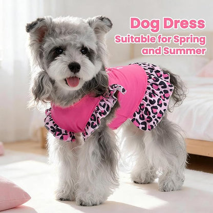 XPUDAC 4 Pack Cute Dog Dress for Small Dog, Floral Pet Clothes Sweet Girl Puppy Dress Colorful for Birthday Holiday Spring Summer Pet Outfits Skirt for Girls, L