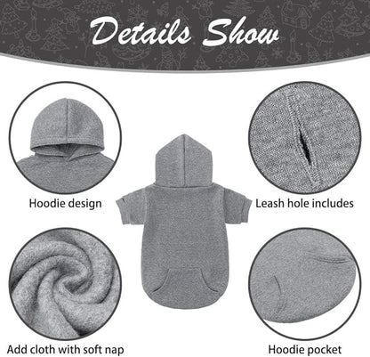 KOOLTAIL Dog Hoodie for Large Medium Small Dogs, Soft and Warm Pet Sweater with Leash Hole and Pocket Boy Girl, Puppy Fall Winter Jacket Clothes,French Pitbull Cold Weather Coat Sweatshirt,Grey XL/XXL