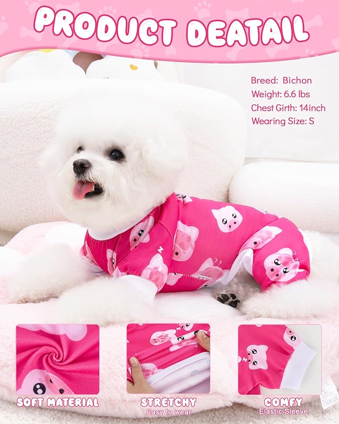 XPUDAC Dog Pajamas Soft Stretchy Pig Dog Clothes for Large Dogs Pet Jumpsuit Cat Apparel-3XL