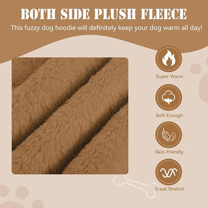 Fuzzy Dog Sweaters for Large Dogs Pet Hoodie Clothes Warm Soft Pet Coats Hooded Sweatshirt Dog Sweaters for Extra Large Dogs(Coffee-XXL)