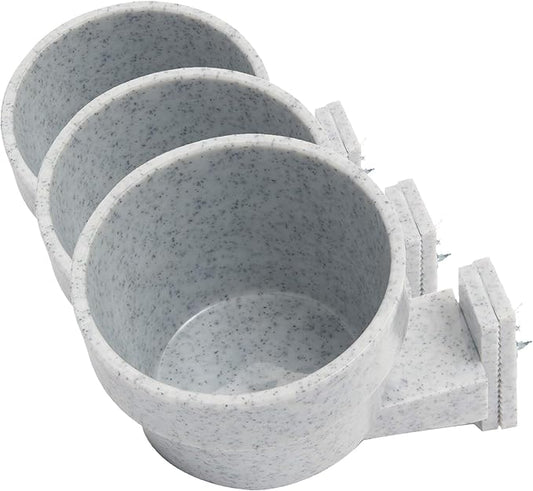 Lixit Quick Lock Removable Cage Bowls for Rabbits, Birds, Dogs, Cats, Gunea Pigs and Other Small Animals. (10oz, Granite) (Pack of 3)