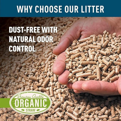 Blue Mountain Hay Organic Small Animal Pet Litter and Bedding (20 lb), Pelleted Wheat Straw Cage and Litter Box Liner, Safe Organic Materials, Dust-Free, Highly Absorbent, Natural Odor Control