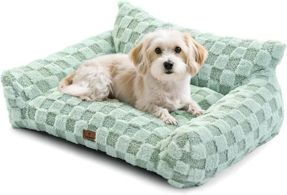 ABCPET Cat Bed Cat Couch for Puppy and Kitten, Fluffy Pet Sofas Medium Dog Sofa Bed, Supportive Cats Sofa for Indoor Cats, Washable Cover & Non-Slip, 32 inch, Green