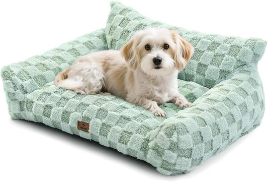 ABCPET Cat Bed Cat Couch for Puppy and Kitten, Fluffy Pet Sofas Medium Dog Sofa Bed, Supportive Cats Sofa for Indoor Cats, Washable Cover & Non-Slip, 32 inch, Green