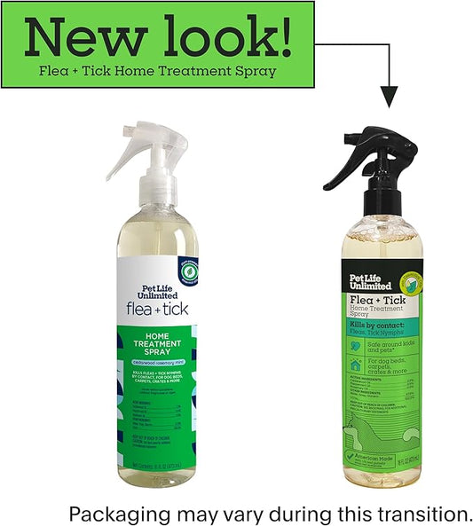 Pet Life Unlimited Flea & Tick Spray for Home, 16 oz, Plant-Based Indoor Prevention and Treatment for Dogs, Kill & Repel Fleas, Ticks & Eggs, Protection for Carpet, Furniture & Bedding