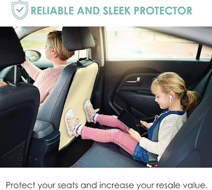 FH Group Faux Leather Seat Back Kick Protectors, Heavy Duty Car Kick Mats for Kids – 2-Pack Back Seat Protector for Driver and Passenger Seat, Waterproof Protection from Dirt, Mud, Easy to Clean
