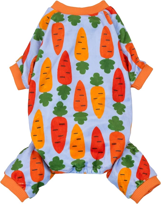 Fitwarm Carrot Dog Flecce Pajamas, Funny Easter Outfit for Small Dogs Boy Girl, Cute Pet Clothes, Blue, Orange, Red, Green, XL