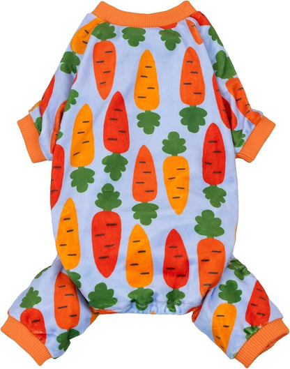 Fitwarm Carrot Dog Flecce Pajamas, Funny Easter Outfit for Small Dogs Boy Girl, Cute Pet Clothes, Blue, Orange, Red, Green, XXL