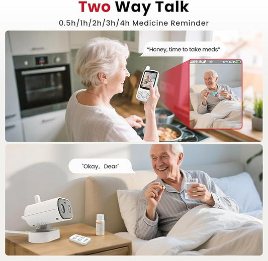 CallToU Elderly Monitor with Camera and Audio, 2-Way Talk Baby Monitors for Elderly No Wi-Fi Video Monitor for Elderly,Call Button Nursing Home Use | for Seniors, Dementia Patients 1 Camera