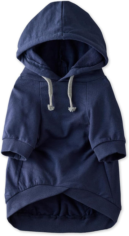 Pet Passion Rocky – The Original Lightweight Hooded Tee 100% Organic Cotton Dog Hoodie Pet Coat Sweater for All Sized Dogs, Original Navy, Small (10-25 lbs)
