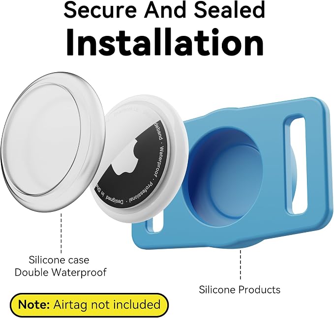 GOCII for Airtag Dog Collar Holder 2 Pack,Waterproof Dog Collar Holder for Apple AirTag(Gen 1 & 2),Silicone Air Tags Case for Dog Collars(Blue & Gray)